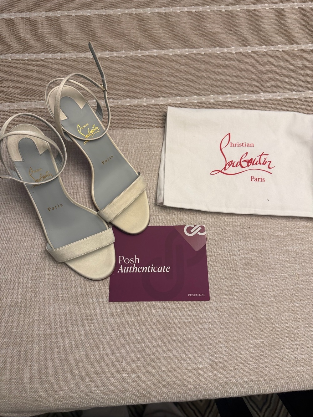 Christian Louboutin Ivory Open-Toe Ankle-Strap Sandals 85mm